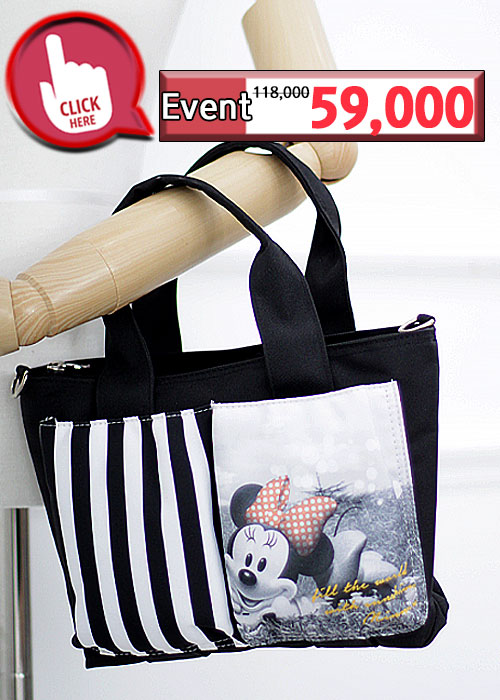 스팍스 디즈니 여성 스트라이프와 미니 그림의 조화는 성공적 핸드백 크로스백 가방