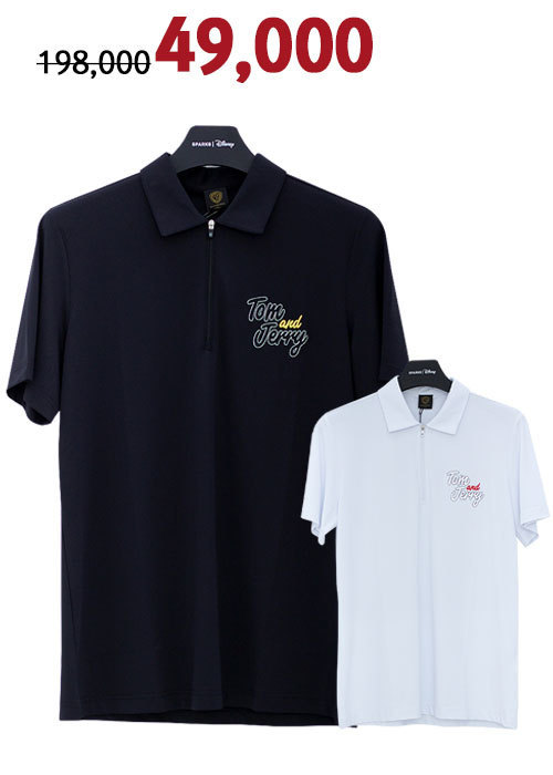 스팍스 디즈니 골프 워너 깔끔한 지퍼 멋스러운 포인트 남성 티셔츠 WI2MTS041