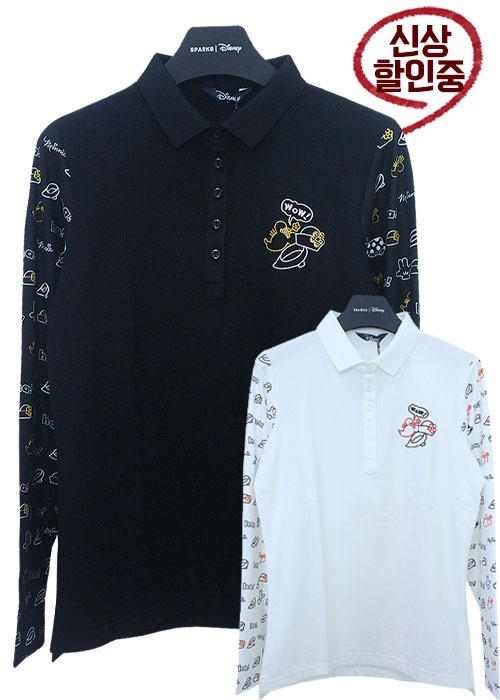 디즈니 골프 가을 신상 팔 부분 미니 패턴 여성 티셔츠 DK3LTS003