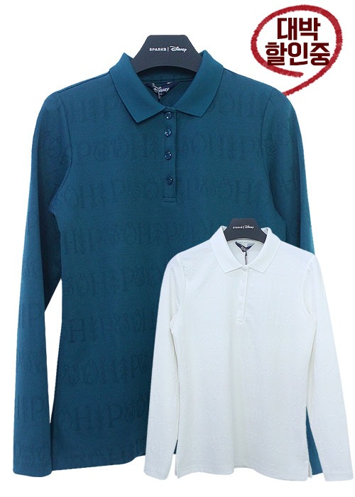 디즈니 골프 입체적인 푸 패턴 여성 가을 긴팔 티셔츠 DJ3LTS018