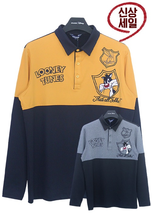 디즈니 골프 반반 색상 트렌디한 남성 카라 티셔츠 WJ3MTS001
