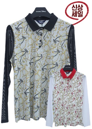 디즈니 골프 리본 패턴 슬림한 여성 긴팔 봄 티셔츠 DK1LTS001