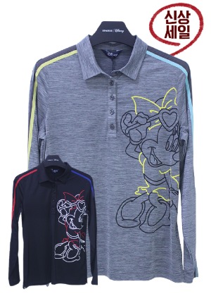 디즈니 골프 어깨 라인 시스루 여성 긴팔 봄 티셔츠 DK1LTS016