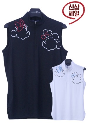 디즈니 골프 미니 미키 여성 반집업 민소매 여름 티셔츠 DK2LTS052